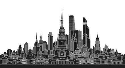 Obraz premium Moscow City Skyline Silhouette Vector Illustration