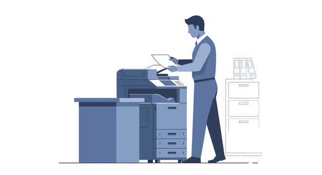 Man using a large office copier.