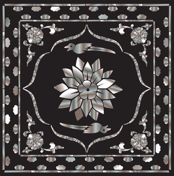 Korean Traditional Mother of Pearl Inlay Pattern Vector Illustration