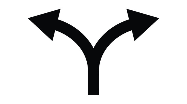 forked arrow silhouette on white background choice direction decision path way road
