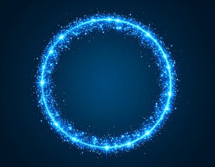 Obraz premium A glowing blue circle with sparks on a dark background