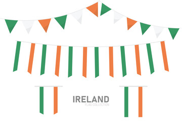 Obraz premium Ireland national flag collection, Flag garlands festive bunting triangle banners and hanging flag
