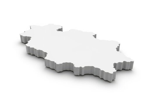 3d map of the republic of bashkortostan, a federal subject of russia, isolated on white background