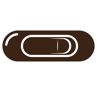 Brown capsule pill icon with white outline isolated on transparent background