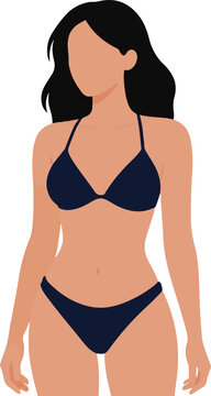 Summer Beach Fashion Woman in Bikini Flat Design Vector