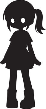 Simple Silhouette Design of Cute Girl 