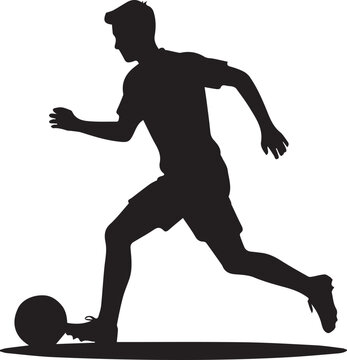 Football Player Running and Kicking Ball Silhouette Vector Illustration Isolated on White Background