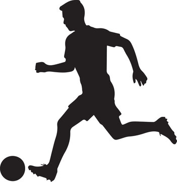 Football Player Running and Kicking Ball Silhouette Vector Illustration Isolated on White Background