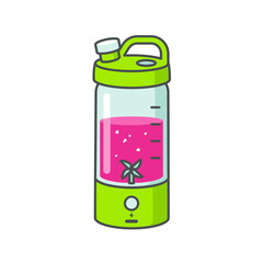 Fototapeta premium Portable Blender Bottle Flat Color Vector Icon Isolated on White Background