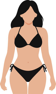 Summer Beach Fashion Woman in Bikini Flat Design Vector