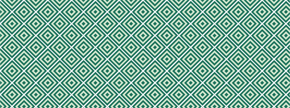 Geometric seamless pattern with diamonds in green and white colors.