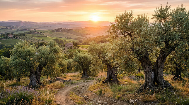 Golden Olive Grove Countryside Serenity
