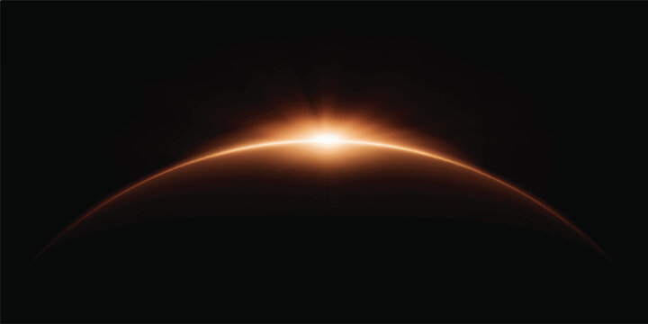Abstract orange light arc glowing on dark background with abstract background technology radiance luminous wallpaper structure conceptual intensity composition darkness contrast