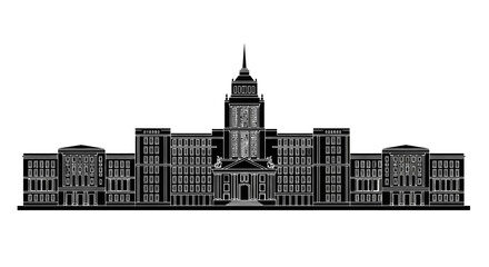 Obraz premium Moscow State University Silhouette, Iconic Russian Architecture Icon