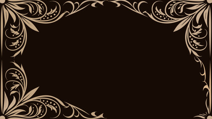 rectangular frame with intricate corner designs vector patterns art ornamental decorative borders floral motifs scrollwork vintage style elegant design brown color © Sampad