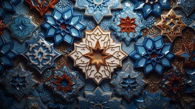 A photo of intricate tile patterns on a wall
