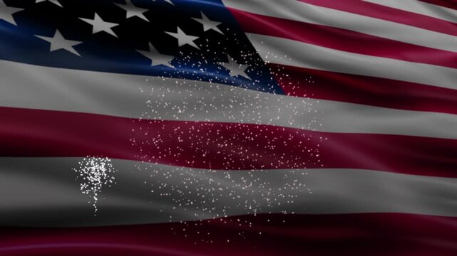 America flag animation with fireworks for patriotic independence day celebration