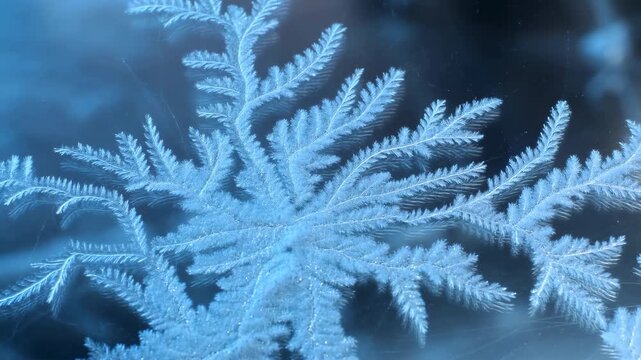 Zoomedin Shot Showcasing Intricate Frost Crystal Structures With Soft Blurry Background And Wintry Atmosphere