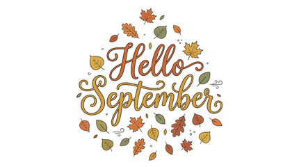 Colorful autumn leaves with greeting for September © Maulindara