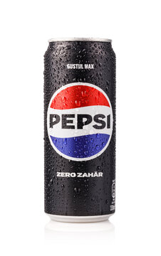 Pepsi zero sugar wet can on white background