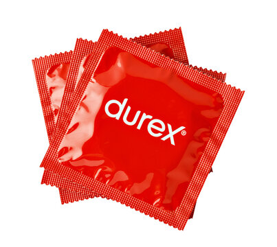 Durex condom wrappers displaying safe sex protection