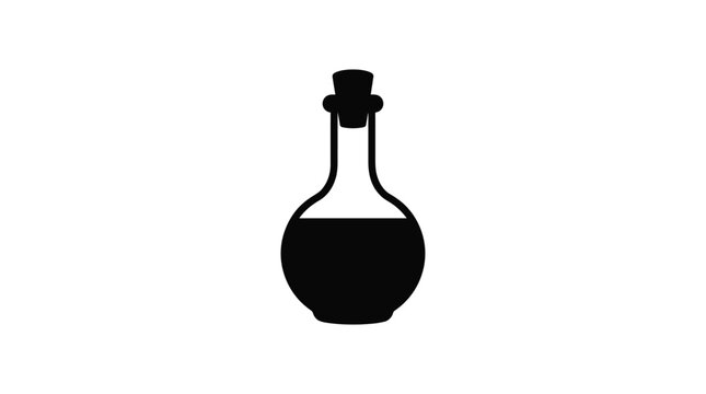 black potion bottle silhouette on white background medicine alchemy magic witchcraft herbal