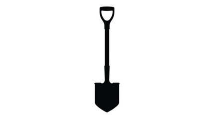 shovel silhouette on white background tool digging gardening construction equipment black simple © lamia