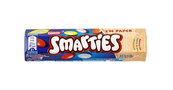 Nestle smarties chocolate candy box paper packaging
