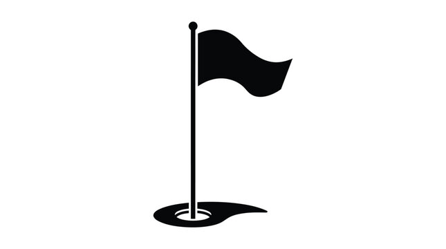 golf flag silhouette on white background hole pole sport game play course