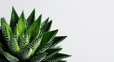 Fototapeta premium Close-up of a Vibrant Green Zebra Haworthia Succulent Plant.