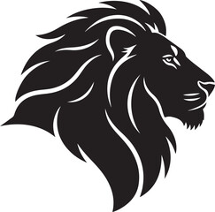 Obraz premium Black lion head profile vector logo