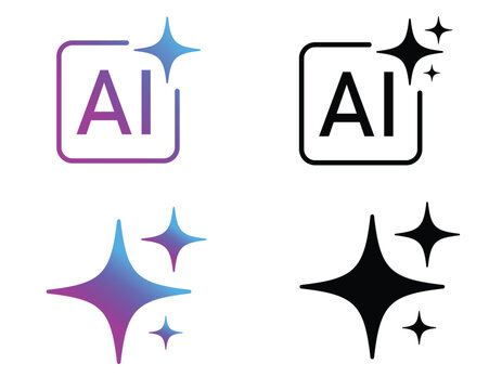 Artificial intelligence concepts with sparkling embellishments icons intelligence artificial technology gradient innovation learning software computing abstract creative advanced template