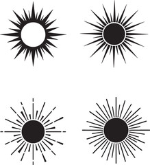 Fototapeta premium Set of four black sunburst icons