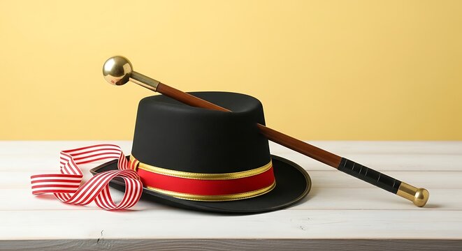 vintage circus ringmaster hat and baton