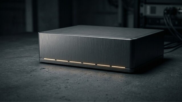 Minimalist titanium enterprise routing module with amber indicators