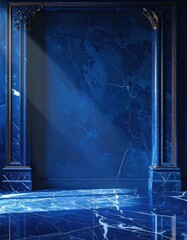 Naklejka premium Luxurious Blue Marble Interior with Dramatic Lighting