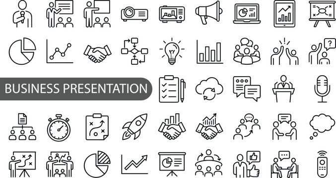 Business Transformation icon set.digital, adaptation, disruption, modernization. Editable line icons. Vector illustration.