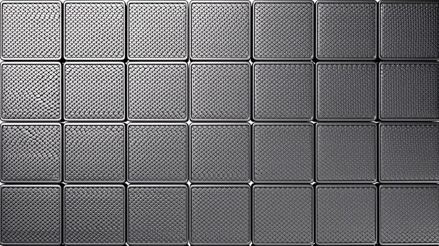 白い空間から順番に出現し画面を埋め尽くす鎖帷子模様のチタン製ブロックの背景映像