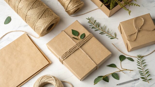 Eco-friendly gift wrapping with kraft paper