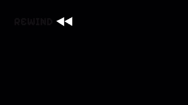 animated rewind vhs , VHS tape rewind arrows icon symbol icon effect and noise old VHS overlay for old vintage classic retro style 4k video 