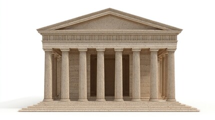 Fototapeta premium Classical Greek Temple Facade with Ionic Columns and Pediment.