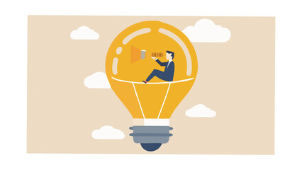 businessperson inside light bulb vector illustration cartoon whimsical idea creativity innovation thinking imagination mind brainstorming solution concept artwork graphic design image © Chapala