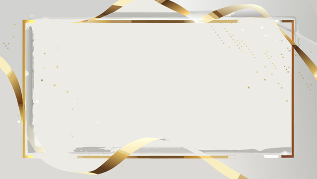 rectangular frame with gold ribbon vector illustration design decoration border ornament graphic layout template minimalist elegant modern abstract artwork pattern background