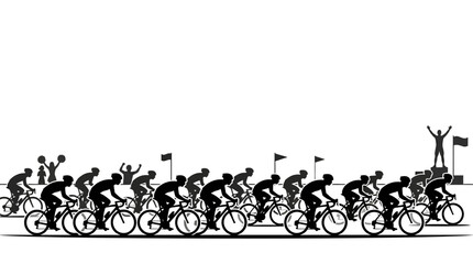 Cyclists Competing in Race with Cheerful Spectators © WarungOnline