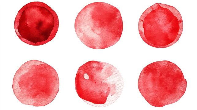 Six orange watercolor circles on a white background.