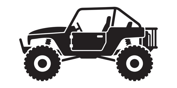 Black silhouette of a jeep with large tires