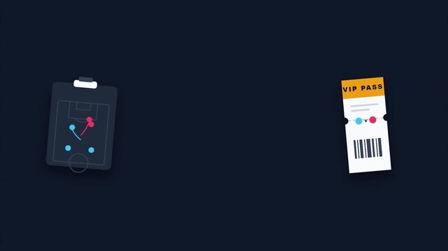 Vip pass animation sequence on dark blue background with copy space