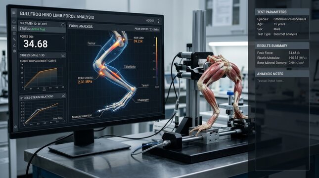 Scientific Analysis of Bullfrog Limb Force Using High-Tech Equipment