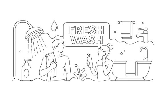 Modern Flat Series Trophy Winner banner with two characters interacting with oversized trophy cup and confetti, achievement elements filling edges, bold uppercase text WIN BIG inside rounded rectangle