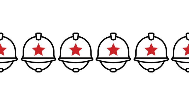 Red Star Hard Hats Pattern - Industrial Safety and Labor Concept